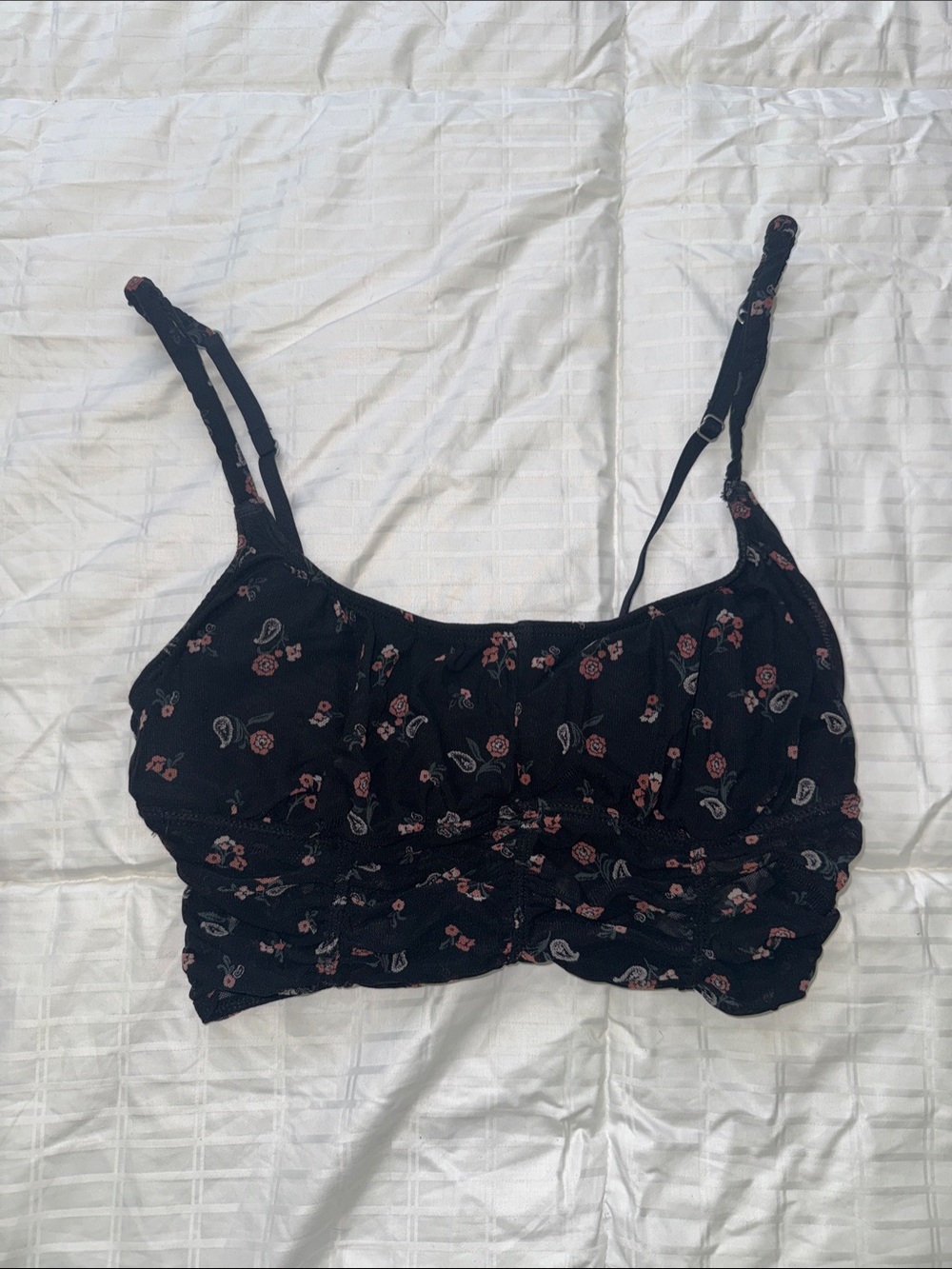 Black Floral Cropped Brami Top